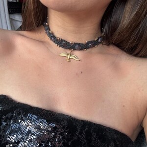 Macrame Choker necklace with natural stones, handmade jewelry, unique design