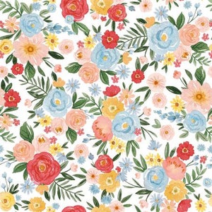Echo Park による Riley Blake Designs の Flower Garden Main Cream | C11900-CREAM | キルティング コットン生地