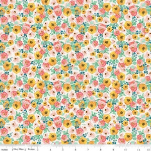 Spring Gardens Floral Cream by My Mind&#39;s Eye for Riley Blake Designs | C14112-CREAM | Quilting Cotton Fabric