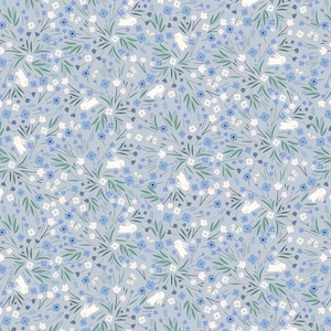 Bunny Floral by Dear Stella | STELLA-D2558 STERLING | Quilting Cotton Fabric