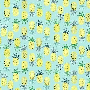 Pineapples by Dear Stella | STELLA-D1939  SEA | Quilting Cotton Fabric