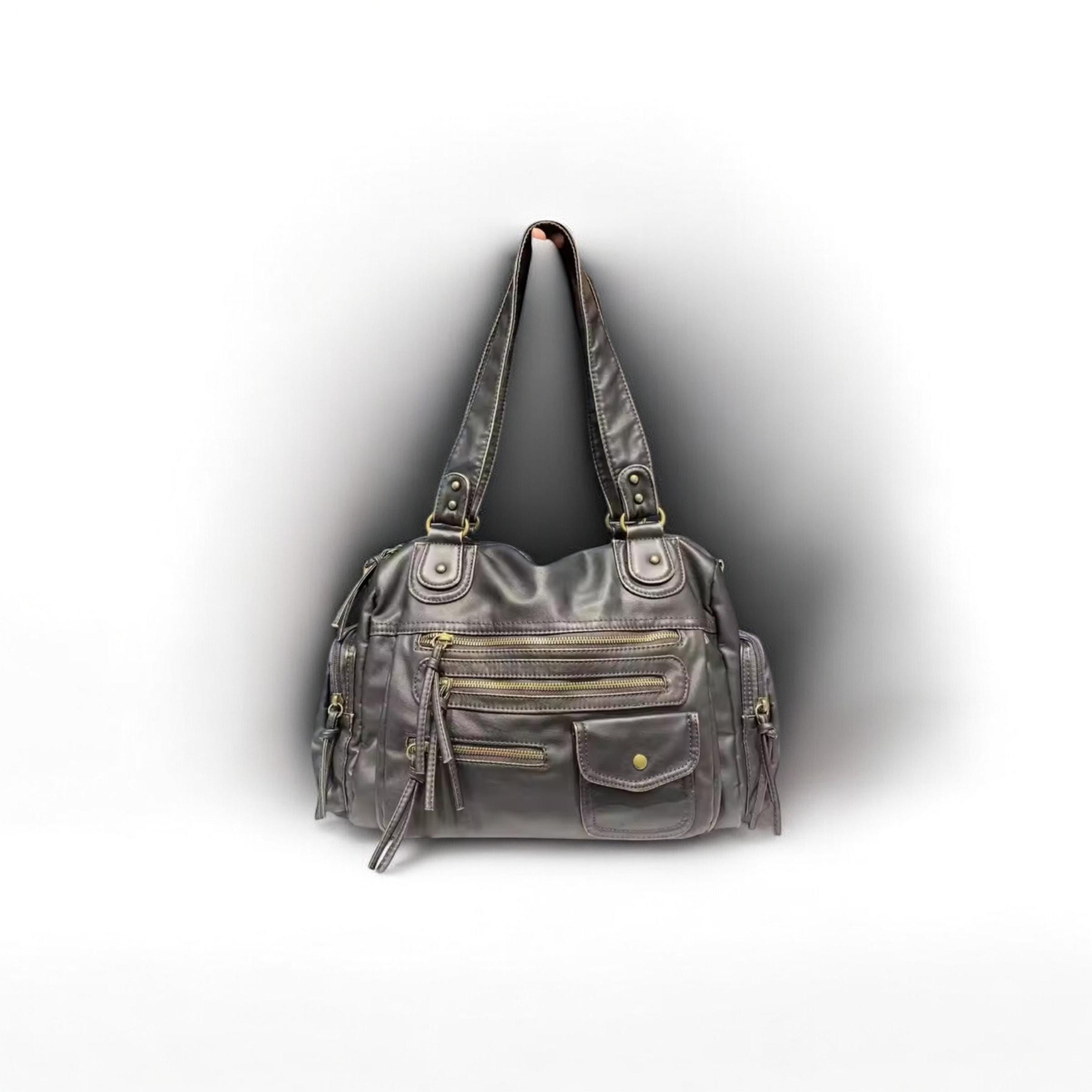 Y2K Vintage Washed Leather Shoulder Bag – Hot Girl Crossbody