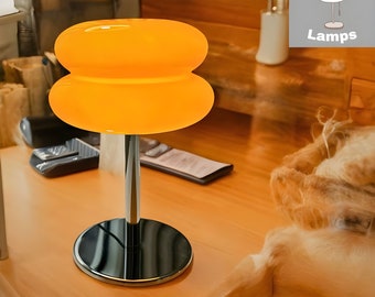 Lollipop Macaron Orange Glass Table Lamp | LED Light Lollipop Bedside Table Lamp | Lollipop Home Decor Macaron Night Light Table Lamp |