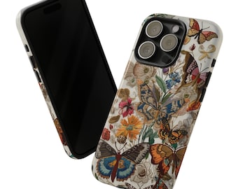 Vintage Butterfly Botany Phone Case For iPhone 15 14 13 12 Mini 11 XR X 7 8 SE 2022 S23 Floral Design case