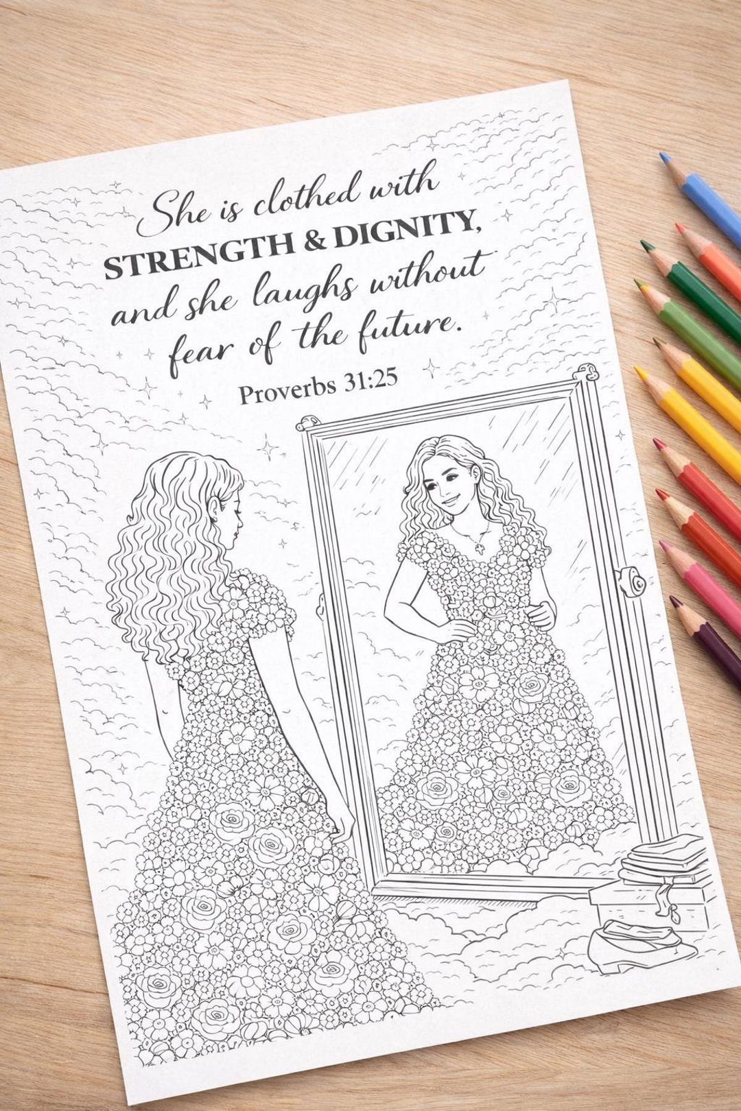 Christian Coloring Page for Women | Bible Verse Coloring Page | Faith ...
