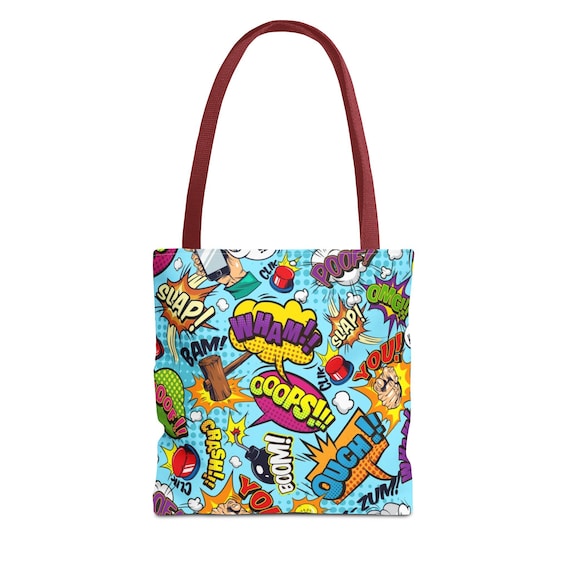 Comic Pop Art Tote Bag, Fun Shopping Bag, Gift for Comic Lovers