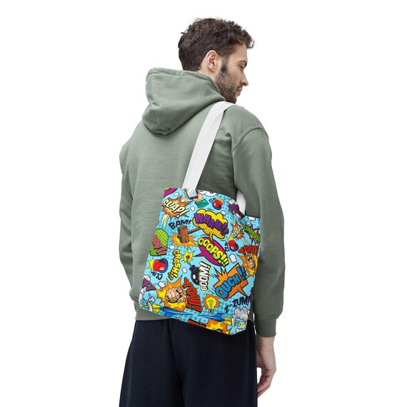 Comic Pop Art Tote Bag, Fun Shopping Bag, Gift for Comic Lovers