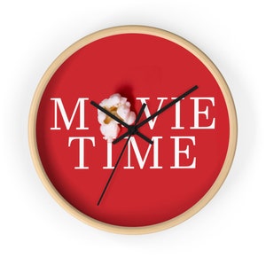 Wall Clock MOVIE NIGHT Movie Time Red