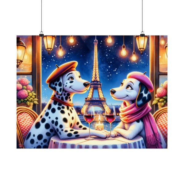 Dalmatians in Paris Posters Gift Home Decor Gift France Eiffel Tower Wall Art Dalmatian Gift