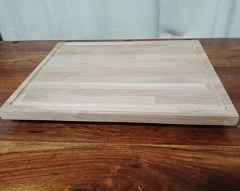 Solid Oak Cutting Board Large with liquid groove 41cm x 32cm, 4cm thick