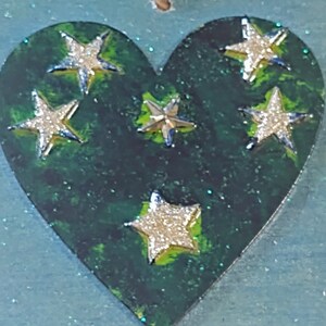 Handmade Starry Heart on space blue background Design Piece - Affordable