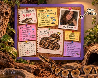 Personalized Snake Terrarium Bulletin Board, Custom Photo Decor, Lizard Enclosure Wall Sign