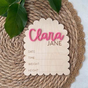 Newborn Birth Announcement l Birth Stat Baby Arrival l Newborn Birth Disc l Wood Hospital Sign l Baby Photo Prop l Baby Announcement Sign