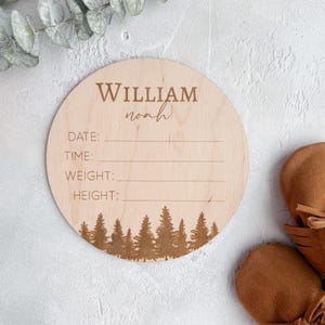 Newborn Birth Announcement l Tree Birth Stat Baby Arrival l Newborn Birth Disc l Wood Hospital Sign l Baby Photo Prop l Announcement Sign