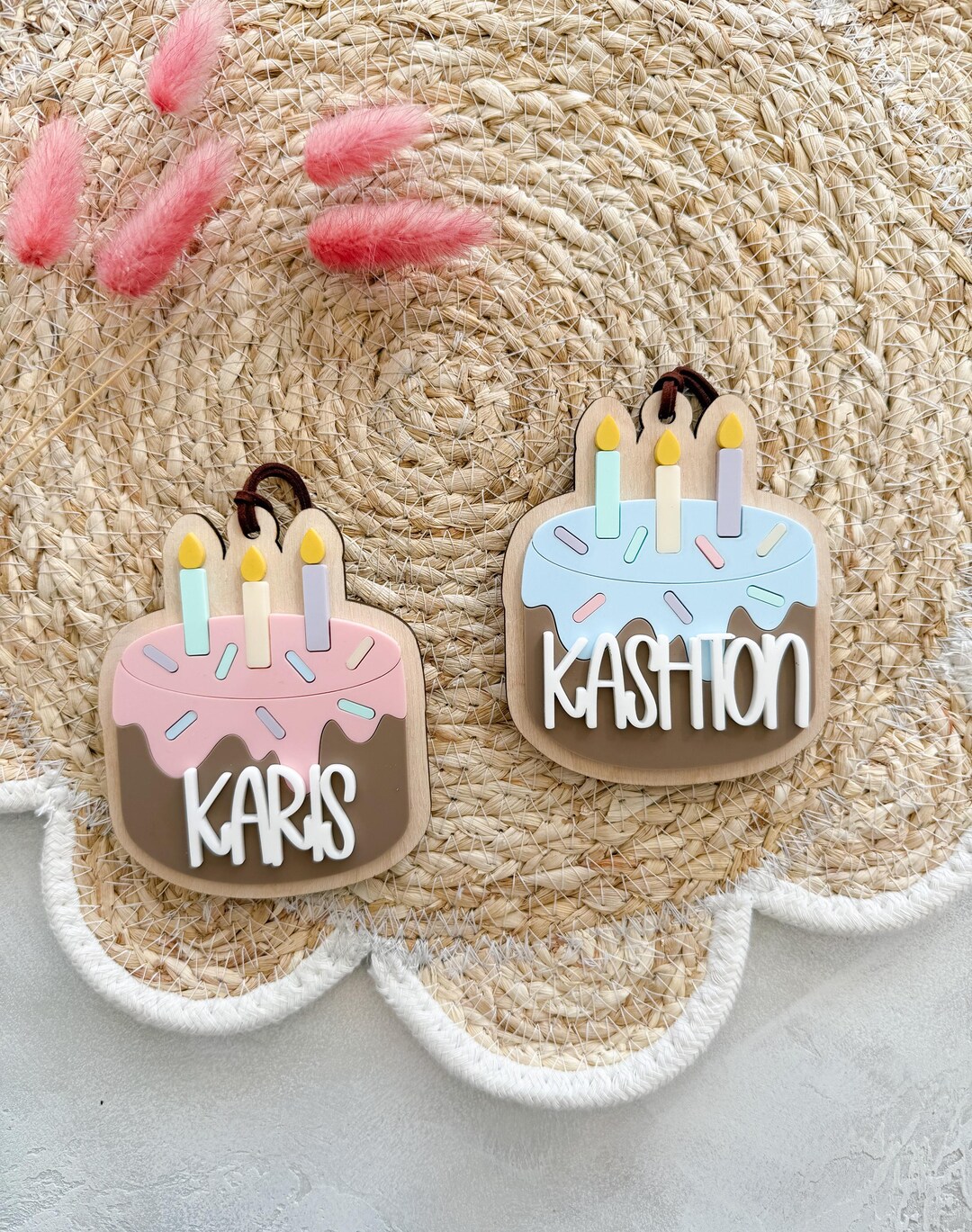 Birthday Cake Tag I Personalized Name Tag I Birthday Gift Name Tag L ...
