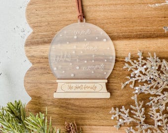 Family Christmas Ornament  I Family Snow Globe  I Wood Christmas Ornament l New Baby Christmas Decoration l Custom Wood Ornament