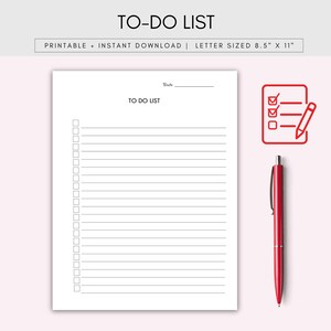 Minimalist To-Do List Printable | Daily Planner Template | Instant Download | Productivity Planner |  US Letter Sizes
