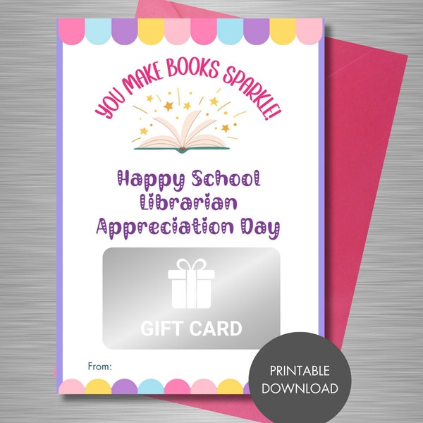 School Librarian Appreciation Gift Card Holder Printable