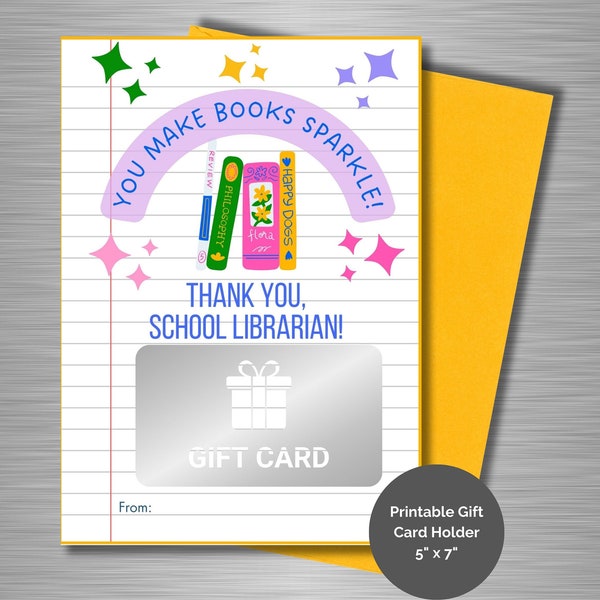 School Librarian Gift Card Holder Printable