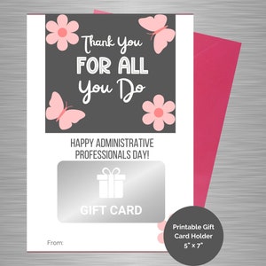 Administrative Professional Appreciation Printable Gift Card Holder