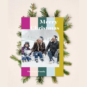 Carte de Noël modifiable - Joyeux Noël carte photo rayée colorée - TÉLÉCHARGEMENT NUMÉRIQUE ! Modifiez sur Canvas !