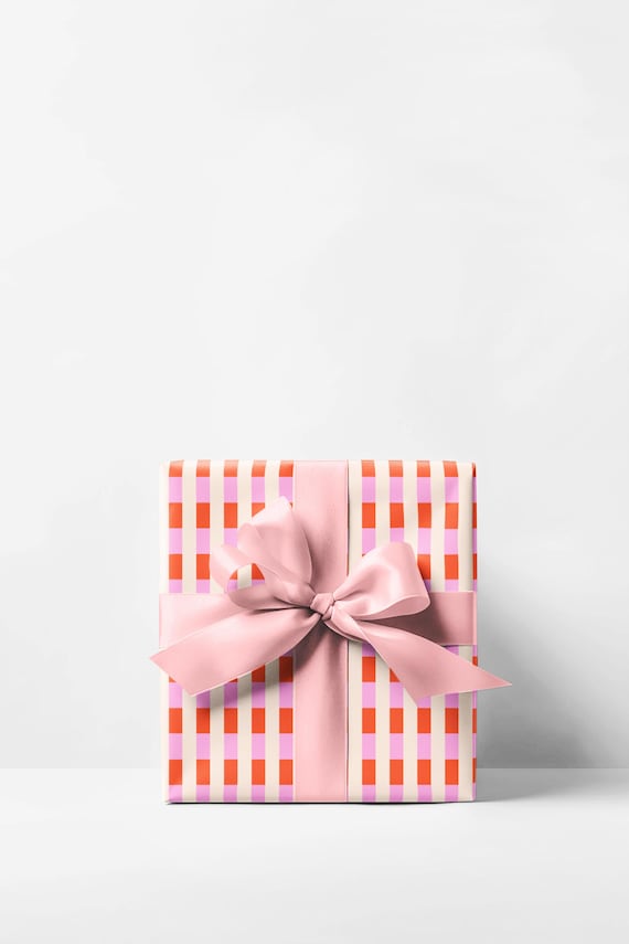 Candy Stripe Christmas Wrapping Paper, Pink and Red Modern Gift Wrap