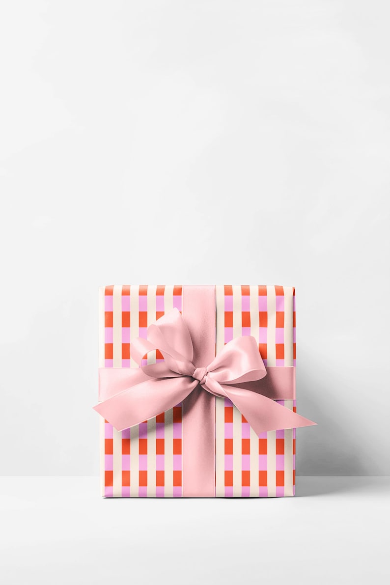 Candy Stripe Christmas Wrapping Paper, Pink and Red Modern Gift Wrap Bild 1