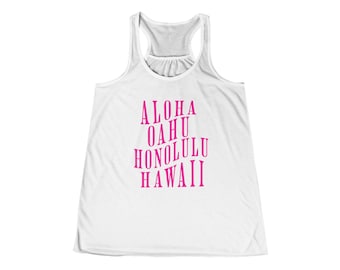 Aloha Hawaii Oahu Honolulu - Women's Flowy Racerback Tank-Top
