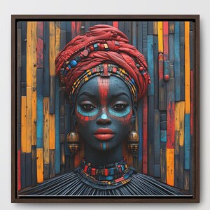 Black Woman Abstract Framed Art African Lady Painting Afro American Girl Decor African feminine art black history month culture ethnic art