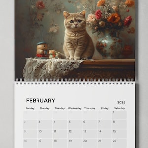 Cats Wall Calendar 2025 Monthly Cat Illustrations, Cat Lover Gift, Majestic Cat Art Decoration, Cat Themed Planner, Yearly Cat Calendar
