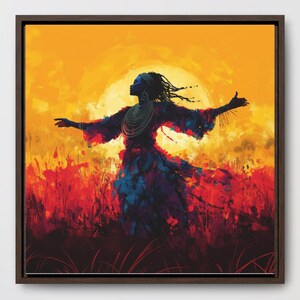 Black Woman Abstract Framed Art African Lady Painting Afro American Girl Decor African feminine art black history month culture ethnic art