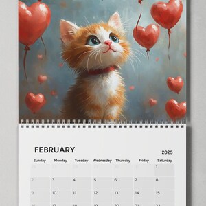 Kittens Wall Calendar 2025 Monthly Cat Illustrations, Cat Lover Gift, Majestic Cat Art Decoration, Cat Themed Planner, Yearly Cat Calendar