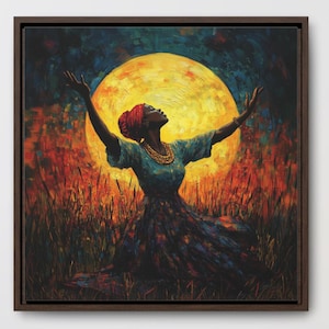 Black Woman Abstract Framed Art African Lady Painting Afro American Girl Decor African feminine art black history month culture ethnic art