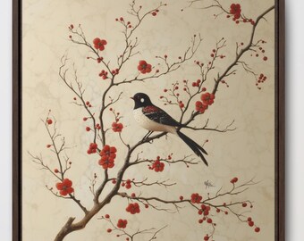 Bird Mughal Style Framed Art Pakistani Indian Palampore art Subcontinent Persian Afghan South asian decor arch Islamic pichwai tapestry