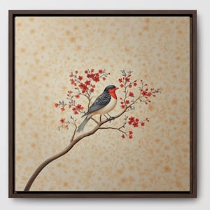 Bird Mughal Style Framed Art Pakistani Indian Palampore art Subcontinent Persian Afghan South asian decor arch Islamic pichwai tapestry