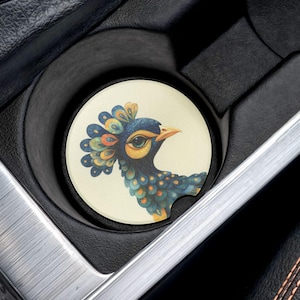 Peacock Soapstone Car Coaster Traditional Bohemian Desi Pakistani Indian Art Cozy Decor Car Accessory Gift Coffee Table Decor Riwaj Art