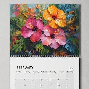 2025 Flowers Wall Calendar Yearly Wall Planner Monthly Scheduler Office Decor Home Organization Floral bloom Art botanical Calendar
