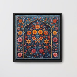 Mughal Style Floral Art Painting, Digital Download Only, Mughal Palace Afghan Pakistani Indian Subcontinent Persian Wall Print Poster