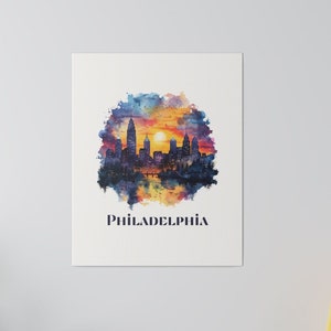 Philadelphia City Wall Art Print - Digital Download Only - Philly Skyline, Philly Art Print, Philadelphia Pennsylvania Painting