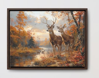 Deer in the American Wilderness, Digital Download Only, Deer Art Print Sunset Forest - Nature Wall Art -  Animal Wildlife - Deer Artwork