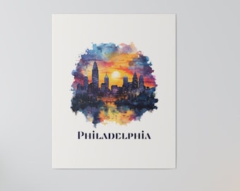 Philadelphia City Wall Art Print - Digital Download Only - Philly Skyline, Philly Art Print, Philadelphia Pennsylvania Painting