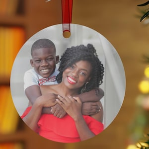 Custom Photo Ornament Personalized Christmas Metal Ornaments, Just Married Ceramic Engagement First Christmas Gift for Her, Holiday Decor