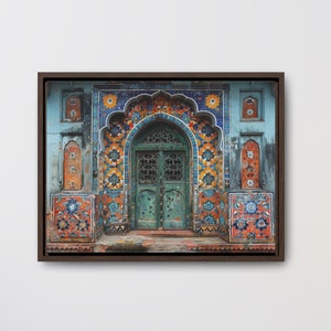 Art de style moghol - Cadre horizontal sur toile - Palais persan du sous-continent indien afghan pakistanais, peinture à l'huile, affiche murale royale