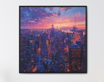 New York City Manhattan Digital Wall Art Print, Digital Download Only, Sizes 6 x 6, 10 x 10, 12 x 12, 16 x 16, 20 x 20, Brooklyn NYC Skyline