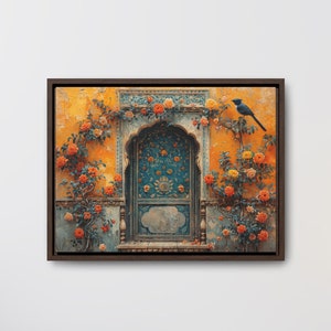 Persian Palace Mughal Art Digital Download Only, Pakistani Indian Subcontinent Persian Palace Oil Painting, Royal Mughal Style Bird flowers