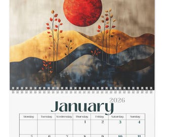 2026 Abstract Art Wall Calendar Size 11x8.5 & 14x11.5 Yearly Planner Monthly Scheduler Office Home Decor Minimalist Illustrated botanical