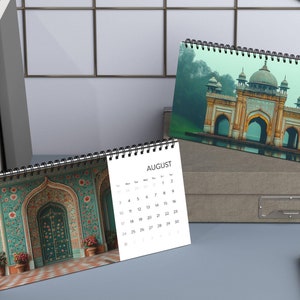 2025 Art Desk Calendar Southasian Ethnic style Pakistani Indian Persian Afghan Mughal Palace Islamic traditional cultural planner monthly