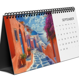 2025 Travel Desk Calendar, World Travel Gift Art, Vertical 2025 Planner, Office Decor, Europe Asia America Table Calendar, Yearly Monthly
