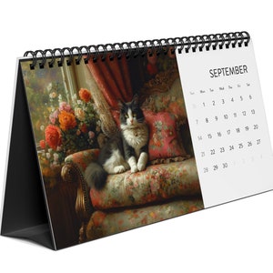 Cats Desktop Calendar 2025 Monthly Cat Illustrations Cat Lover Gift Majestic Cat Art Decoration Cat Themed Planner Yearly Cat Calendar