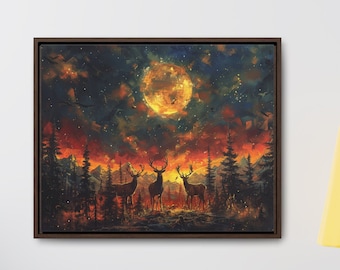 Deer in the American Wilderness, Digital Download Only, Deer Art Print Sunset Forest - Nature Wall Art -  Animal Wildlife - Deer Artwork